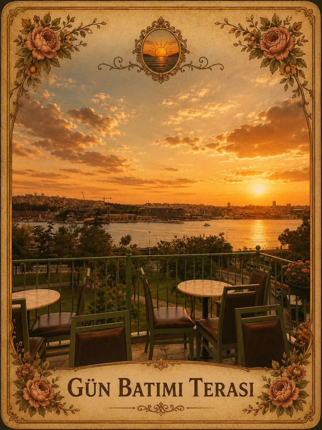 Gün Batımı Terası tarot kartı ön yüz